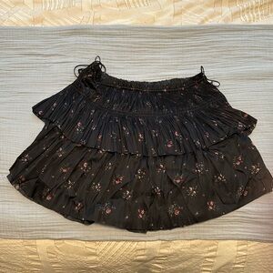 Ulla Johnson Dark Floral Layered Mini Skirt